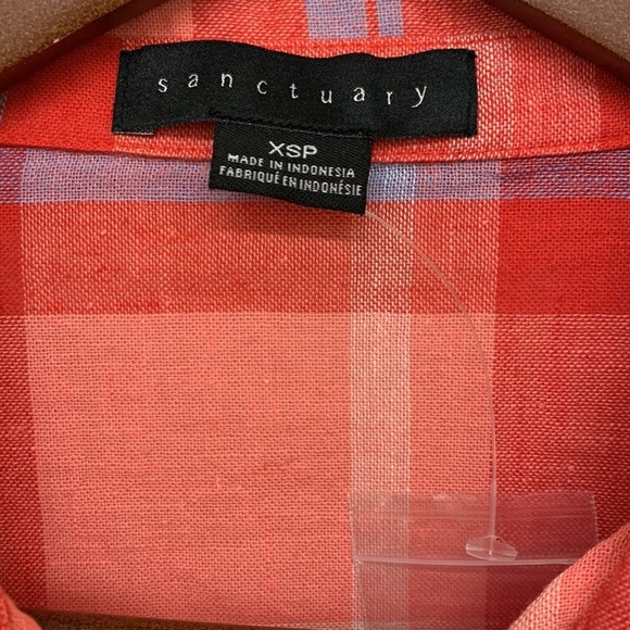 Sanctuary Linen Blend Plaid Button Down Shirt - XSP - Picture 2 of 8